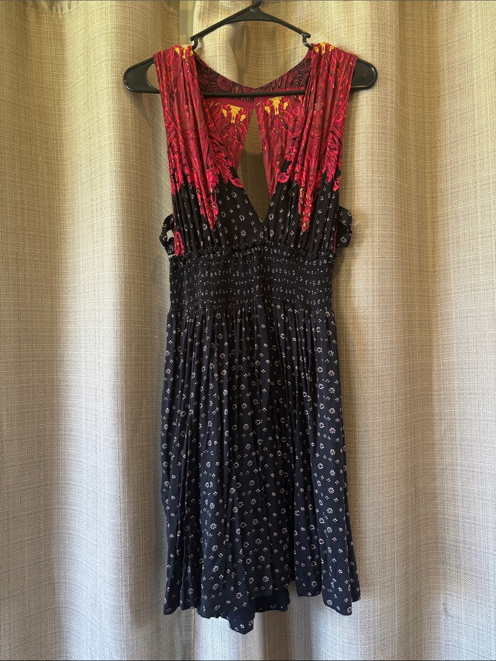 Free People Black Dress with burgundy& gold Accents